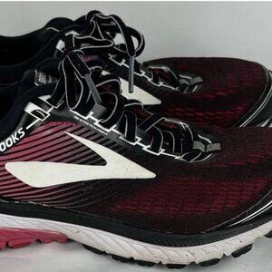 Brooks Black Pink Ghost 10 Running Shoes Sneakers Womens Sz 7.5 3D Stretch Print